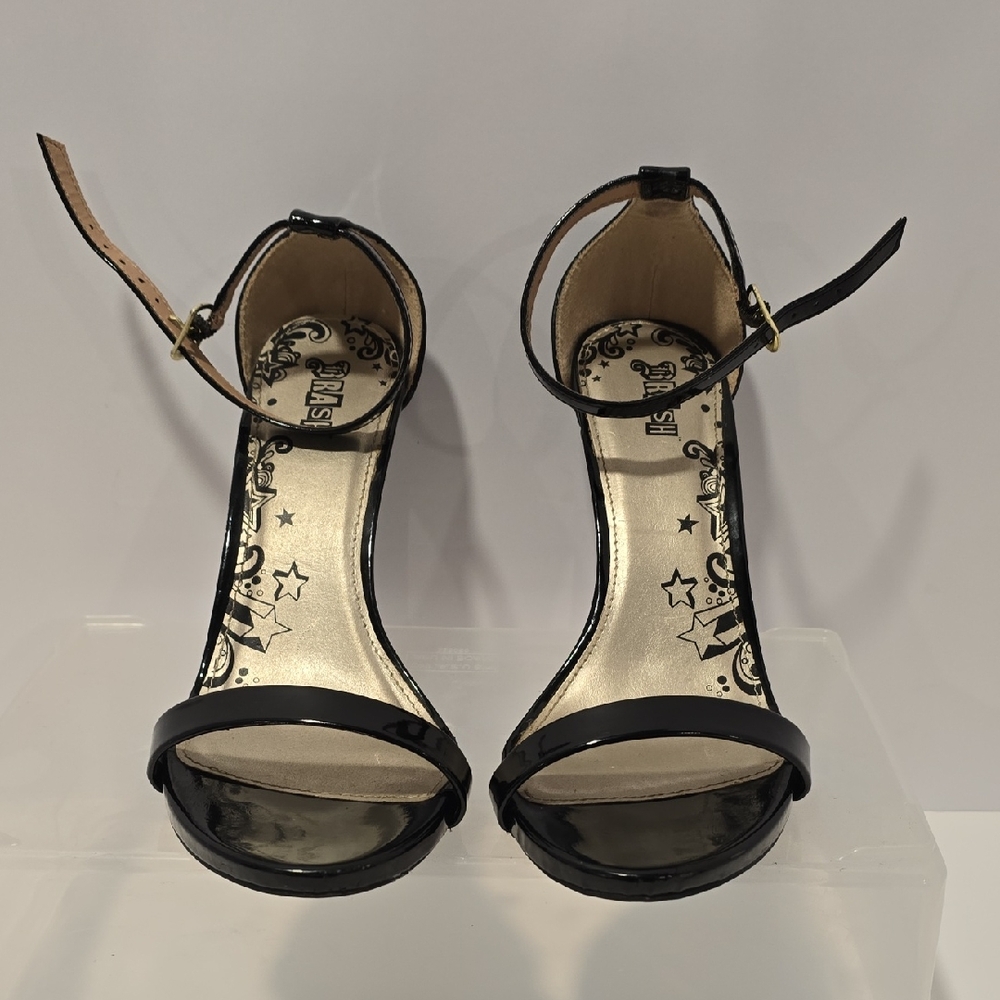 Brash Black Ankle Strap Heels